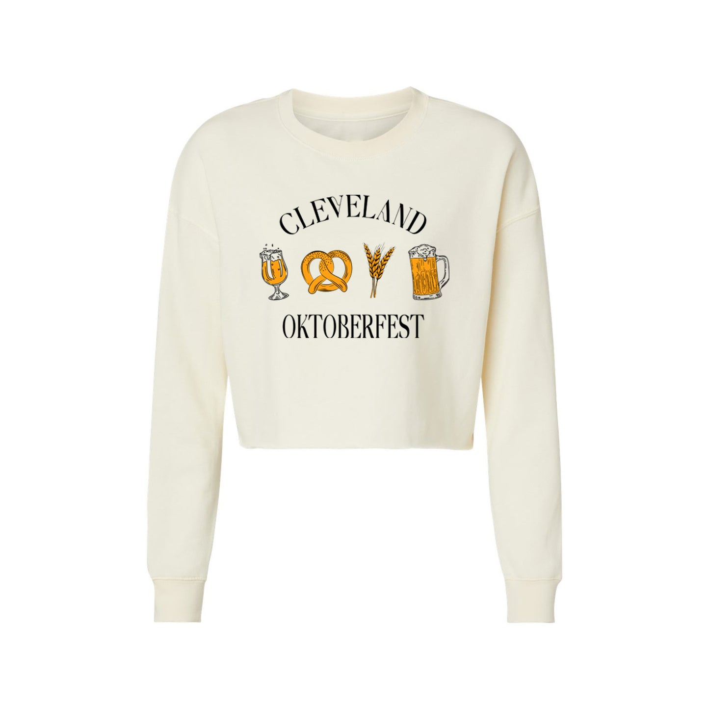 Cleveland Oktoberfest Beer & Pretzel Cropped Sweatshirt (Womens)